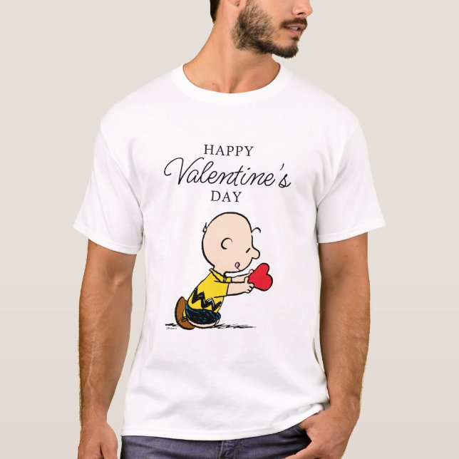 Erdnüsse | Valentinstag Charlie Brown Red Heart T-Shirt (Vorderseite)