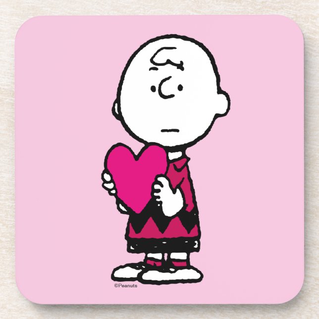Erdnüsse | Valentinstag | Herz Charlie Brown Getränkeuntersetzer (Vorderseite)