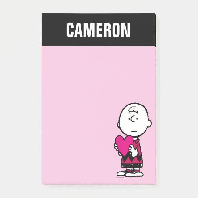 Erdnüsse | Valentinstag | Herz Charlie Brown Post-it Klebezettel (Vorderseite)