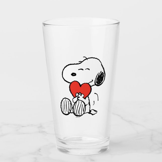 Erdnüsse | Valentinstag | Snoopy Heart Hug Glas (Vorderseite)