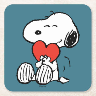 Erdnüsse Valentinstag Snoopy Heart Hug Rechteckiger Pappuntersetzer