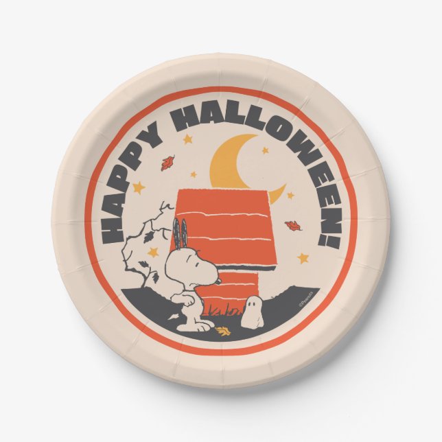 Erdnüsse | Vintage Snoopie nach Geist erschreckt Pappteller (Vorderseite)