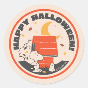 Erdnüsse Vintage Snoopy von Geist erschreckt Runder Aufkleber