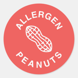 Erdnüsse - Warnschild für Lebensmittelallergien Runder Aufkleber