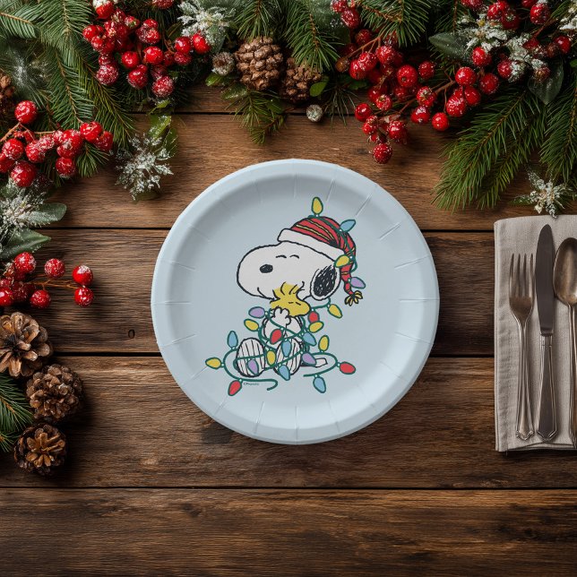 Erdnüsse | Weihnachts-Liebe und Lichter Pappteller (Paper plate on table)
