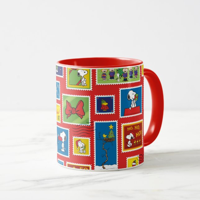 Erdnüsse | Weihnachts-Postage-Briefmarke Muster Tasse (VorderseiteRechts)