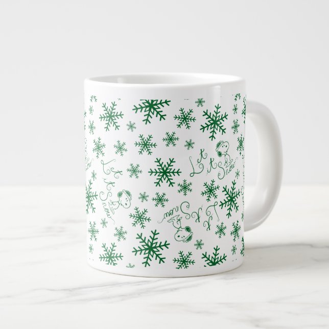 Erdnüsse | Weihnachts-Snoopy Let It Snow Pattern Jumbo-Tasse (Vorderseite Rechts)