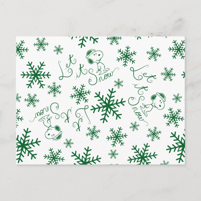 Erdnüsse | Weihnachts-Snoopy Let It Snow Pattern Postkarte (Vorderseite)