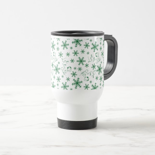 Erdnüsse | Weihnachts-Snoopy Let It Snow Pattern Reisebecher (VorderseiteRechts)