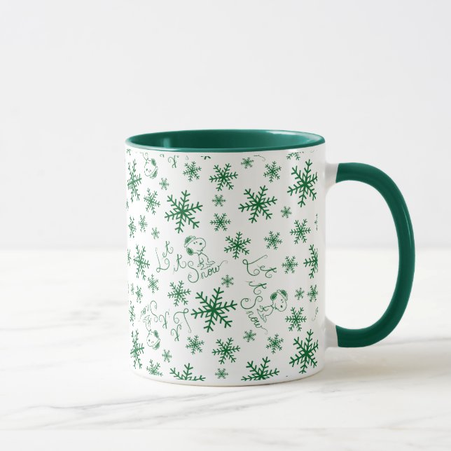 Erdnüsse | Weihnachts-Snoopy Let It Snow Pattern Tasse (Rechts)