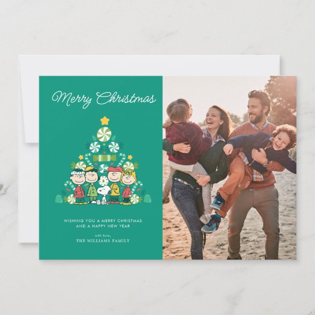 Erdnüsse | Weihnachtsbaum Peppermint Feiertagskarte (Vorderseite)