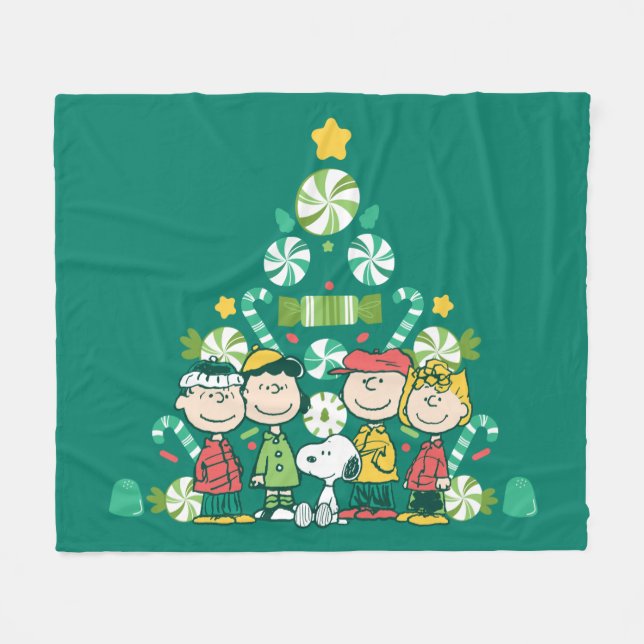 Erdnüsse | Weihnachtsbaum Peppermint Fleecedecke (Vorderseite (Horizontal))