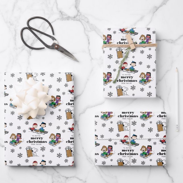 Erdnüsse | Winterrodelmuster Geschenkpapier Set (Vorderseite)