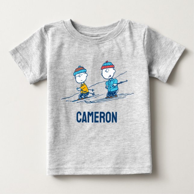 Erdnüsse | Winterskifahren auf den Pisten | Name h Baby T-shirt (Vorderseite)