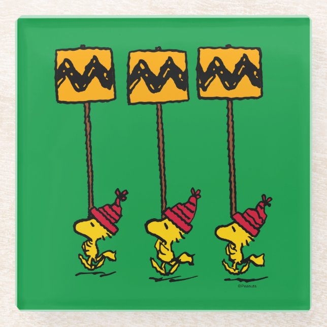 Erdnüsse | Woodstock & Friends Signature März Glasuntersetzer (Vorderseite)