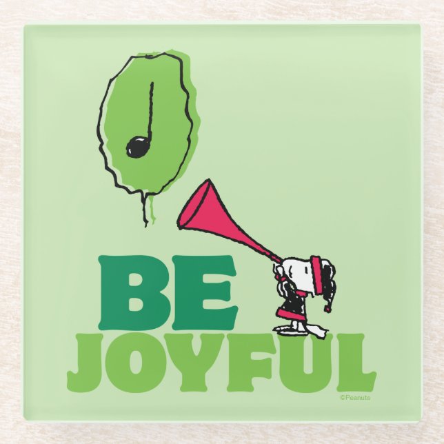 Erdnüsse | Woodstock Seien Sie froh Glasuntersetzer (Vorderseite)