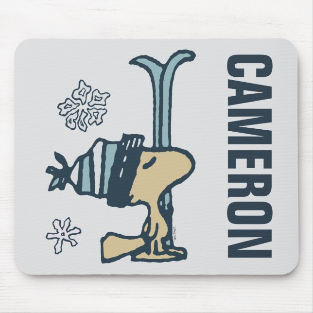 Erdnüsse | Woodstock Ski Pro | Name hinzufügen Mousepad (Vorne)