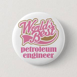 Erdöl-Ingenieur-Rosa-Geschenk Button