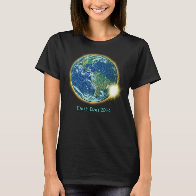 Erdsonne Eclipse 2024 heilige Geometrie T-Shirt (Vorderseite)