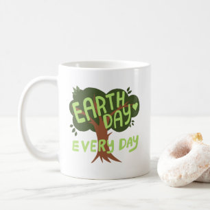 ERDTAG JEDEN TAG handgeschriebener Baum Kaffeetasse