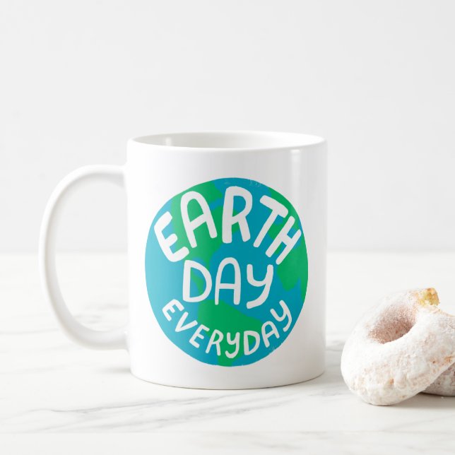 ERDTAG JEDEN TAG Handlettered Planet Kaffeetasse (Mit Donut)