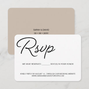 Erdton Beige Reservierte Sitze Benutzerdefinierte  Begleitkarte