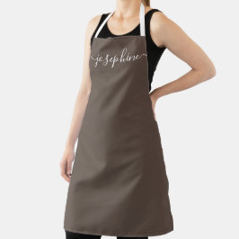 Erdton braun Chic Elegant Skriptname Schürze