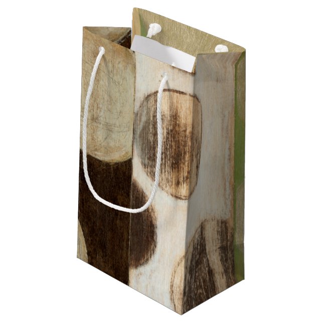 Erdton-hölzerne Platten-Malerei mit Kreisen Kleine Geschenktüte (Rückseite Schrägansicht)