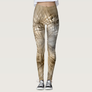 Erdtöne Abstrakte Moderne Fractal-Kunst-Textur Leggings