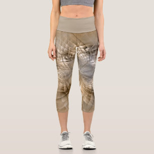 Erdtöne Abstrakte Moderne Fraktal-Kunst-Textur Capri Leggings