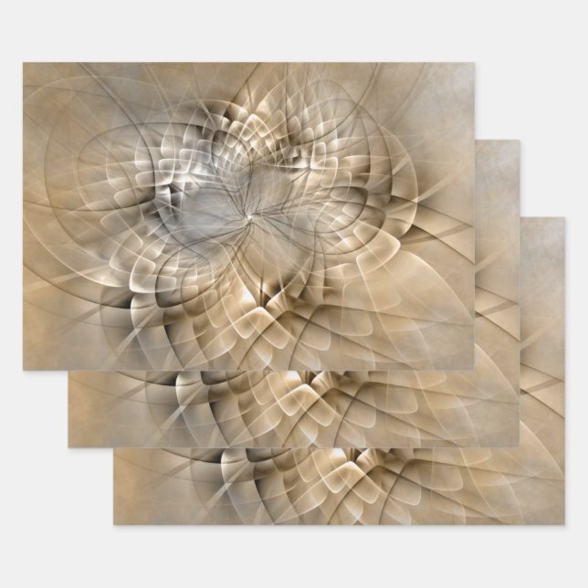 Erdtöne Abstrakte Moderne Fraktal-Kunst-Textur Geschenkpapier Set (Set)
