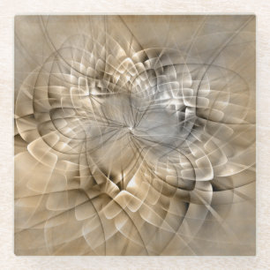 Erdtöne Abstrakte Moderne Fraktal-Kunst-Textur Glasuntersetzer