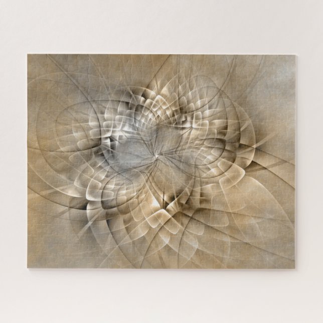 Erdtöne Abstrakte Moderne Fraktal-Kunst-Textur Puzzle (Horizontal)