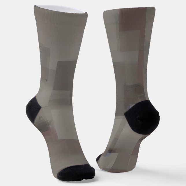 Erdtöne abstrakte Quadrate Socken (Gewinkelt)