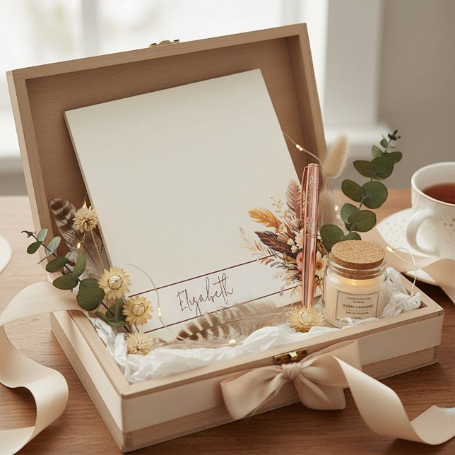 Erdtöne Boho Bouquet personalisiert Notizblock (Von Creator hochgeladen)