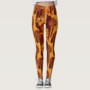 Erdtöne Botanisches Blumenmuster Leggings