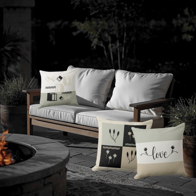 Erdtöne Crocus Blume Geometric Throw Kissen (Von Creator hochgeladen)