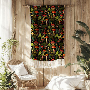 Erdtöne-Decke Cottagecore Waldmagie Fleecedecke