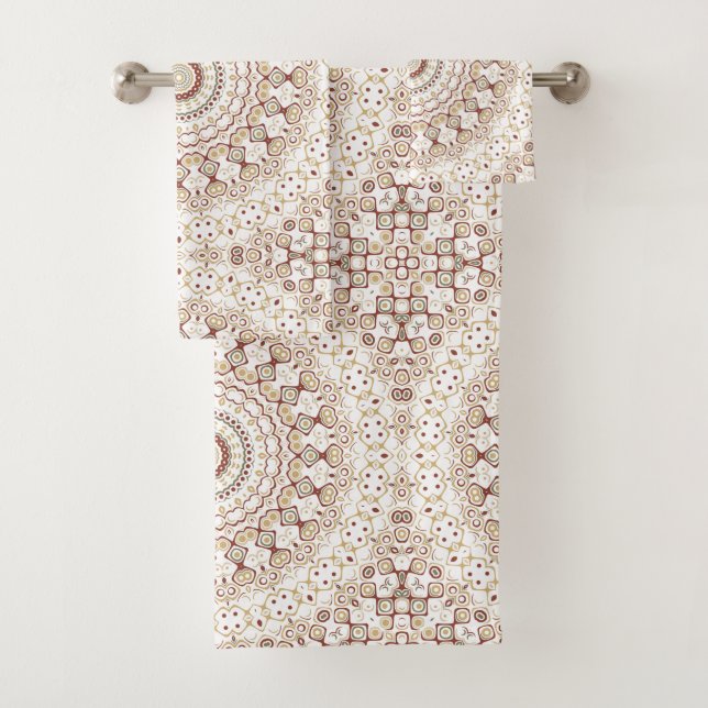 Erdtone Geometric Mandala Pattern Badhandtuch Set (Insitu)