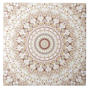 Erdtone Geometric Mandala Pattern Fliese