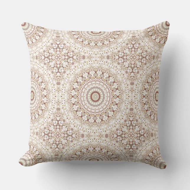 Erdtone Geometric Mandala Pattern Kissen (Vorderseite)