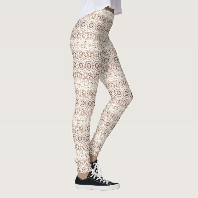 Erdtone Geometric Mandala Pattern Leggings (Rechts)