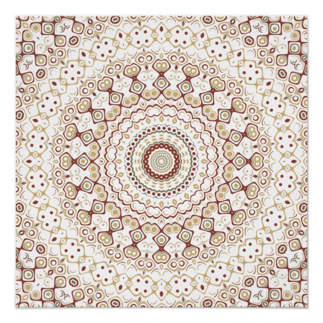 Erdtone Geometric Mandala Pattern Poster (Vorderseite)