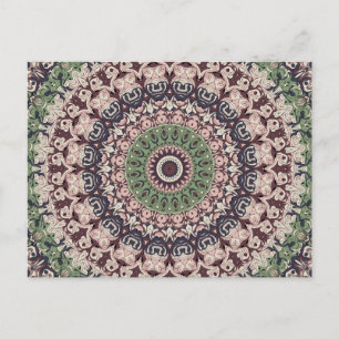 Erdtöne Grün und Braun Mandala Muster Postkarte