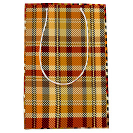 Erdtöne-Karo-Geschenktasche Mittlere Geschenktüte