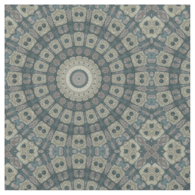 Erdtöne-Mandala mit tribalen geometrischen Mustern Stoff (Nahaufnahme)