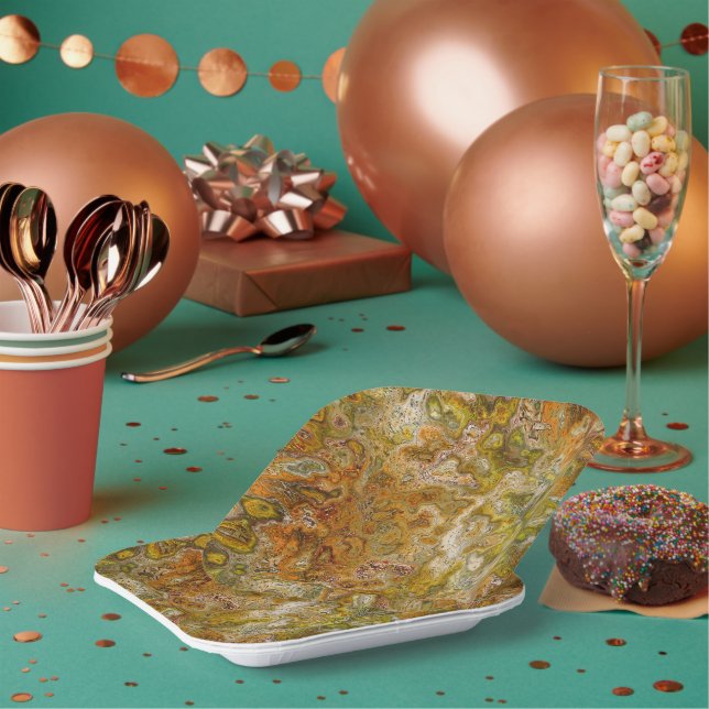 Erdtöne-Marmor-Papier-Party-Teller Pappteller (Multi)