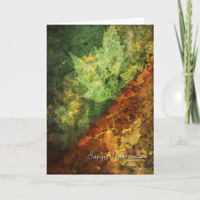 Erdtöne und Blatt-Erntedank-Karte Feiertagskarte (Vorderseite)