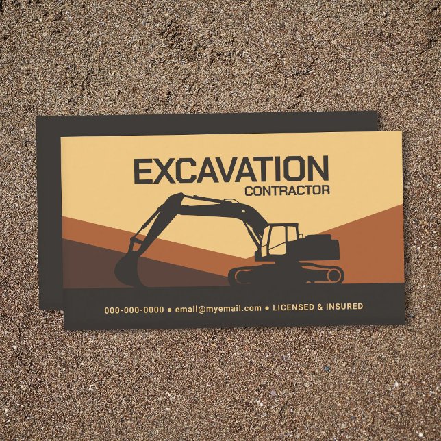 Erdtönig - Aushubunternehmer Visitenkarte (Earth-Toned - Excavation Contractor Business Card)