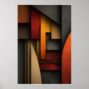 Erdtönige geometrische Schichten Abstract Poster